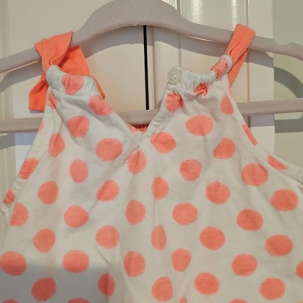 Neon coral gap 12-18m Polka Dot Baby onesie dress with Bow